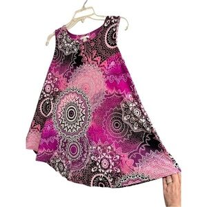 C EST 1946 Geometric Sleeveless Tunic Womens Small Pink Black White Summer Top